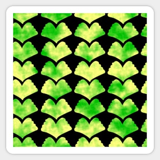 Ginkgo Leaves Green and Yellow on Black 5748 Sticker